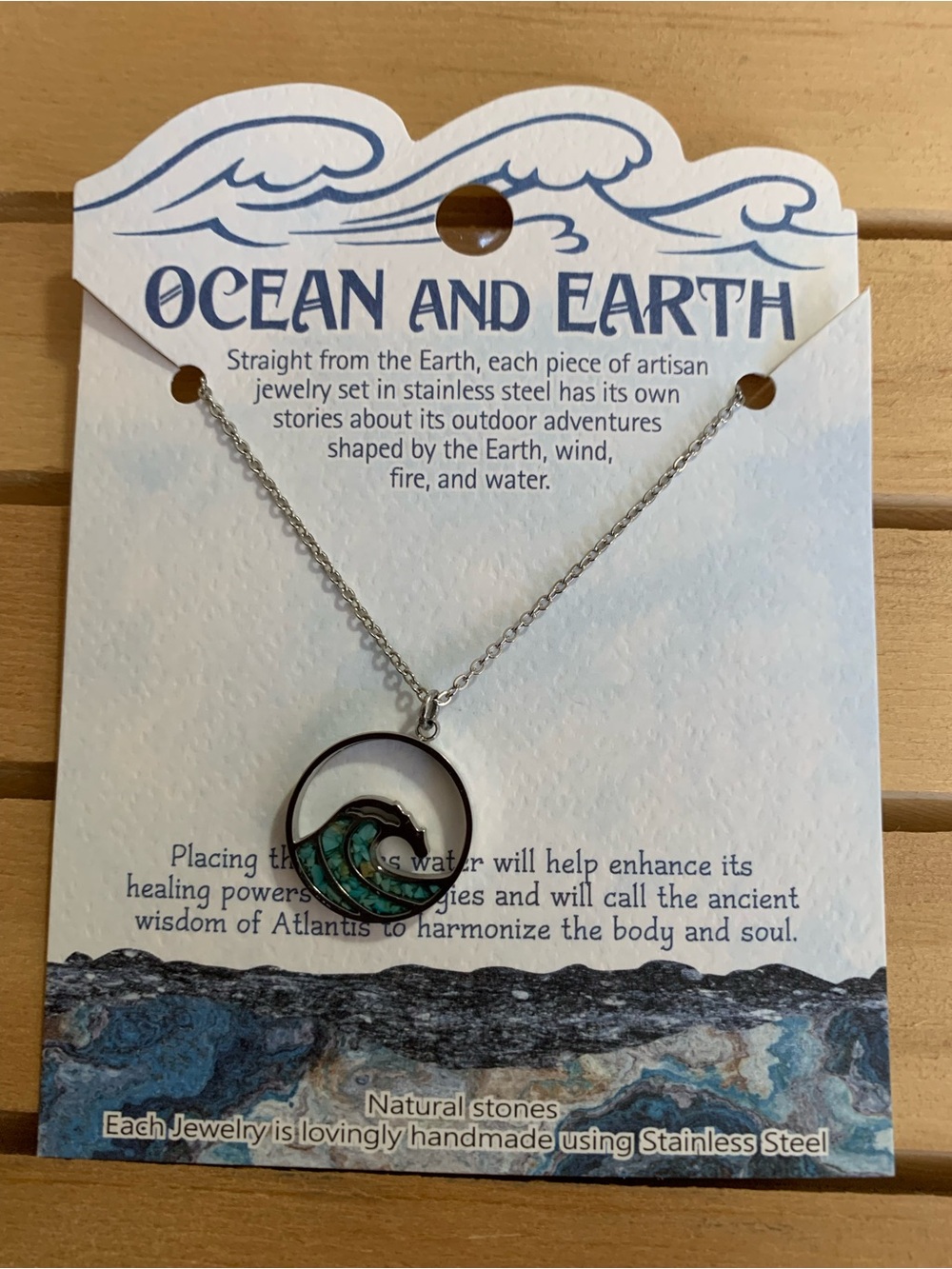 Silver Necklace with Turquoise Wave Pendant